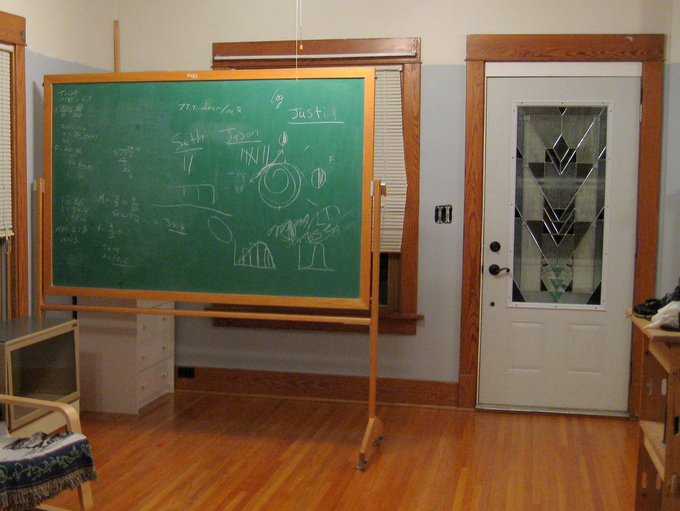 Modern chalkboards are often made with green slate stone so that the writing is easier to read.