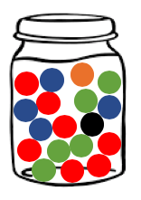 Jar of 18 Marbles Jar of 18 Marbles