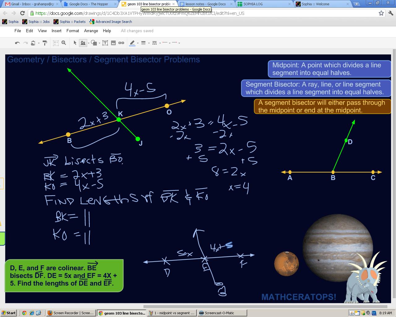 Segment Bisectors Problems Tutorial | Sophia Learning