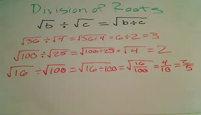 Division of Roots Tutorial | Sophia Learning