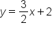 y equals 3 over 2 x plus 2