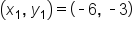open parentheses x subscript 1 comma space y subscript 1 close parentheses equals open parentheses short dash 6 comma space short dash 3 close parentheses
