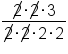 fraction numerator up diagonal strike 2 times up diagonal strike 2 times 3 over denominator up diagonal strike 2 times up diagonal strike 2 times 2 times 2 end fraction