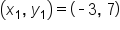 open parentheses x subscript 1 comma space y subscript 1 close parentheses equals open parentheses short dash 3 comma space 7 close parentheses